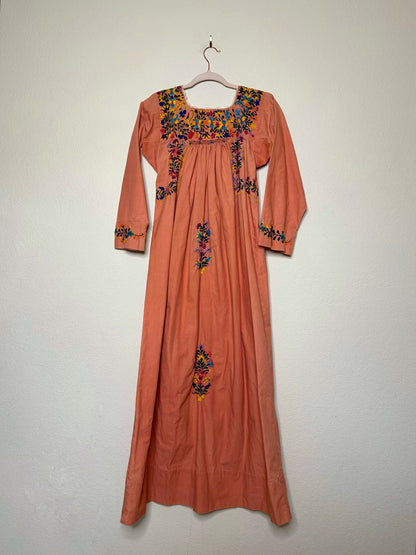 60’s Oaxacan Embroidered Cotton Maxi Dress (XS/S)