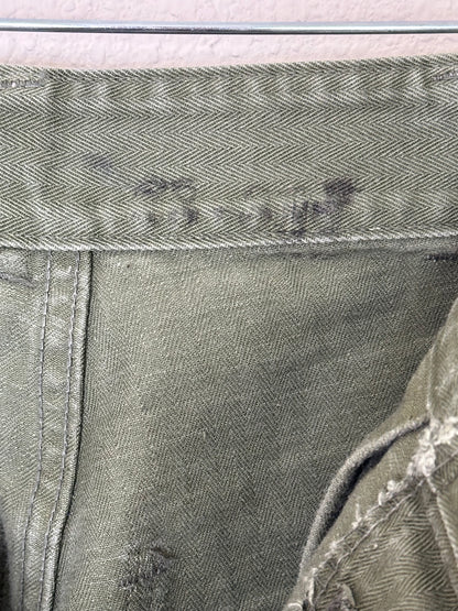 RARE 50’s Military HBT Herringbone Twill Cotton Utility Pants (27x30)