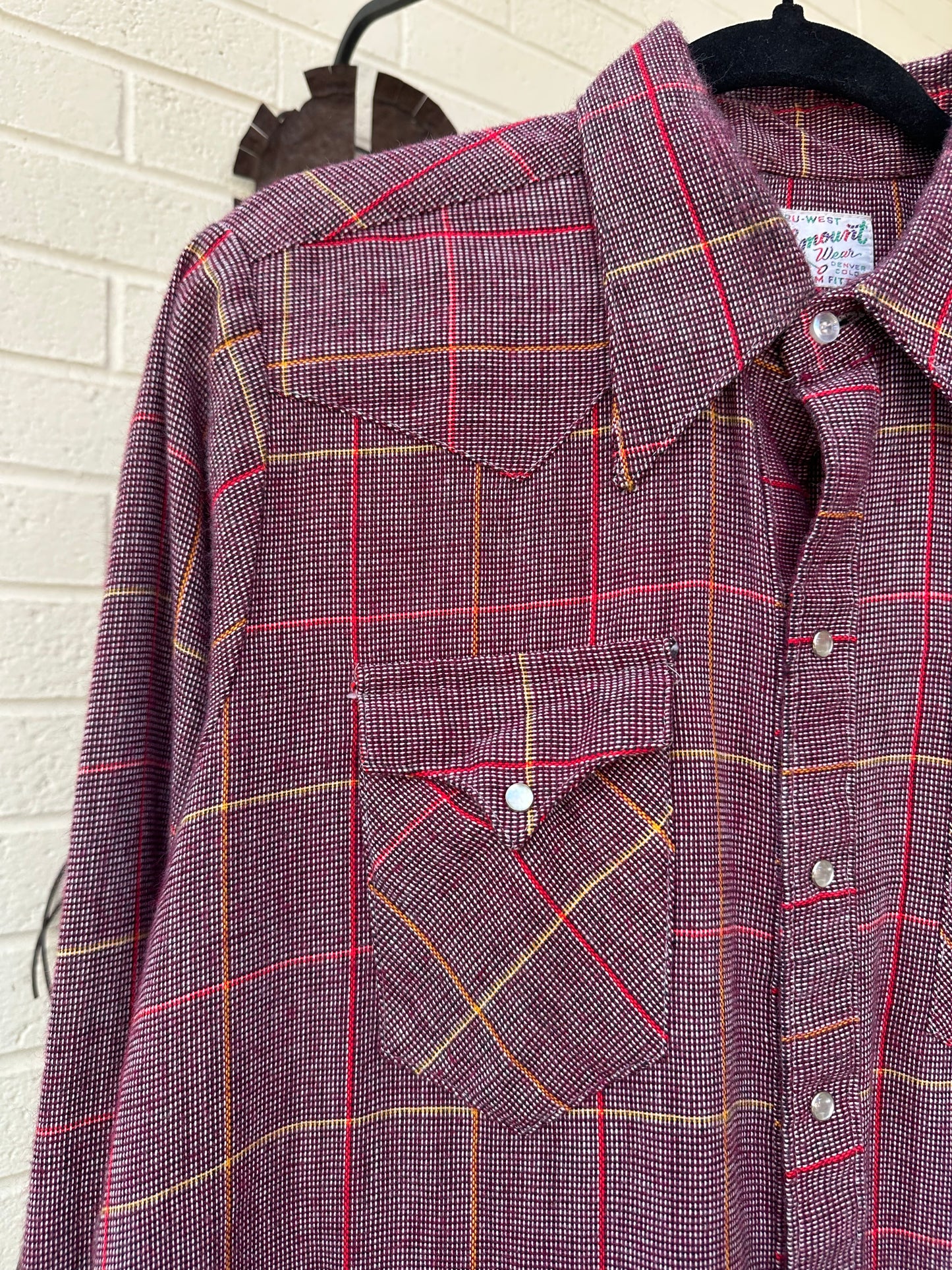 60’s Rockmount Ranchwear Woven Cotten Plaid Pearl Snap Shirt (Unisex L)