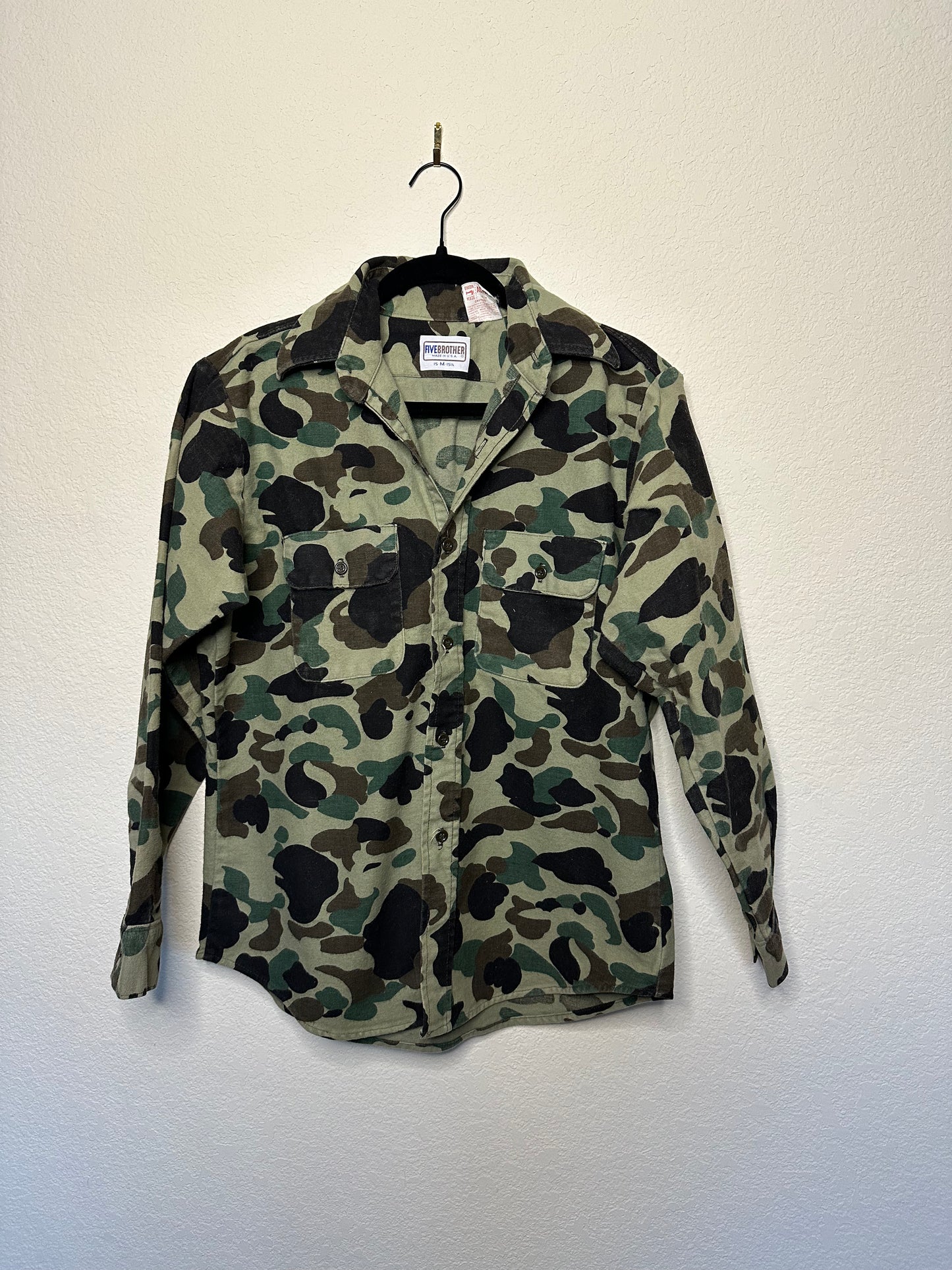 80’s Soft Cotton Duck Camo Flannel Hunting Shirt - Union Made USA (Unisex M)