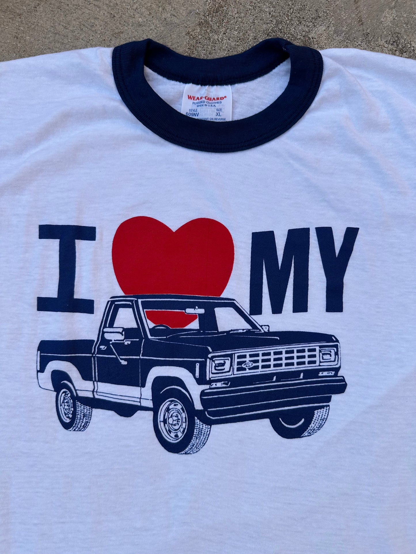 80’s “I Love My Truck” Single Stitch Ringer Tee (Unisex L)
