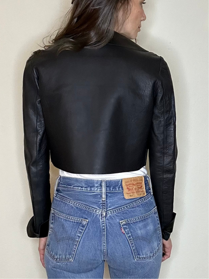 90’s Vintage Fendi Leather Bolero Cropped Open Jacket (Women’s S)