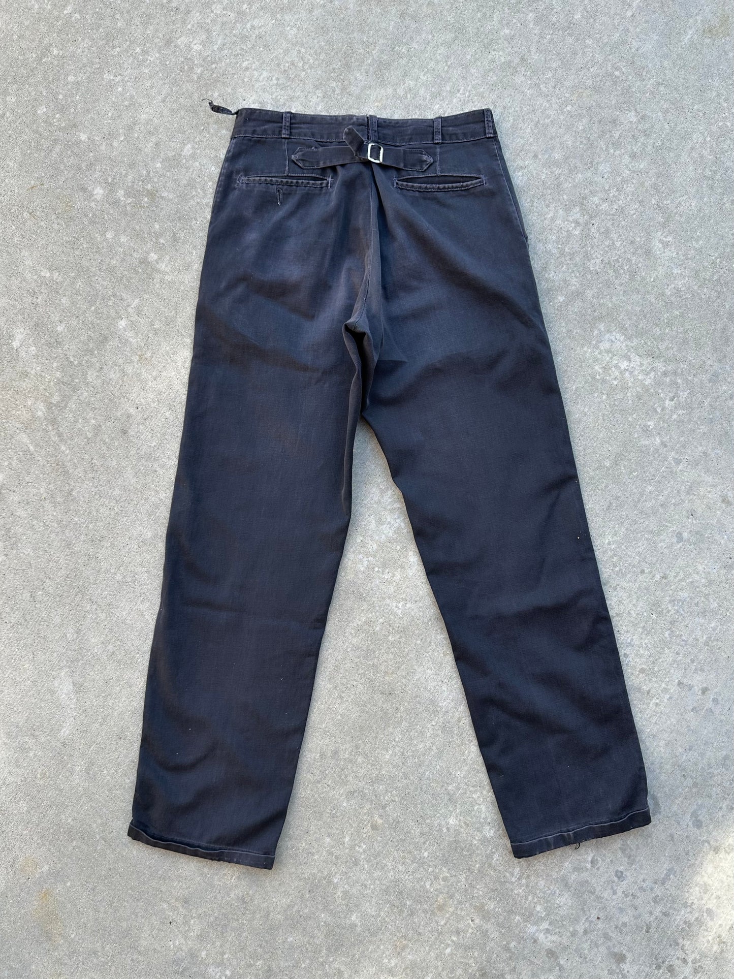 40’s Buckle Back Black Cotton Cuffed Trousers (31x31)