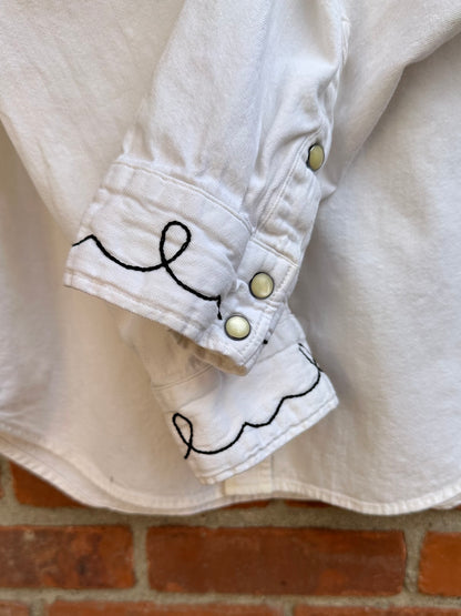 Custom Hand Embroidered “Let ‘Er Buck” Western Shirt (Unisex M)