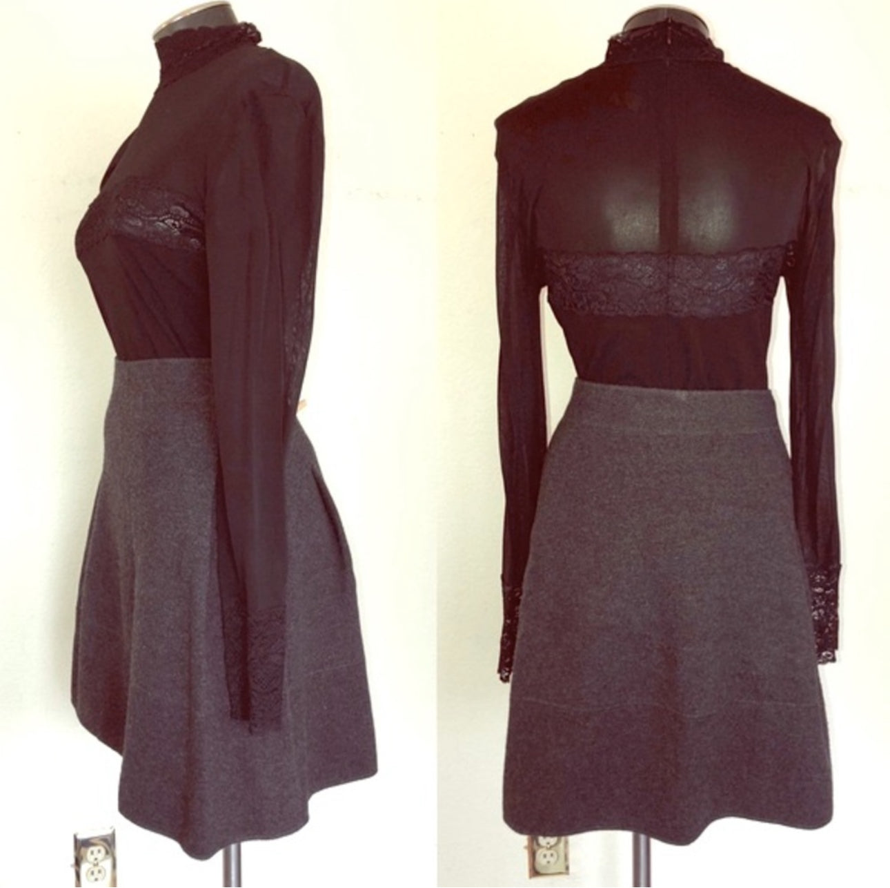 90’s Oscar de la Renta Cashmere Box Pleat Skirt (M/L)