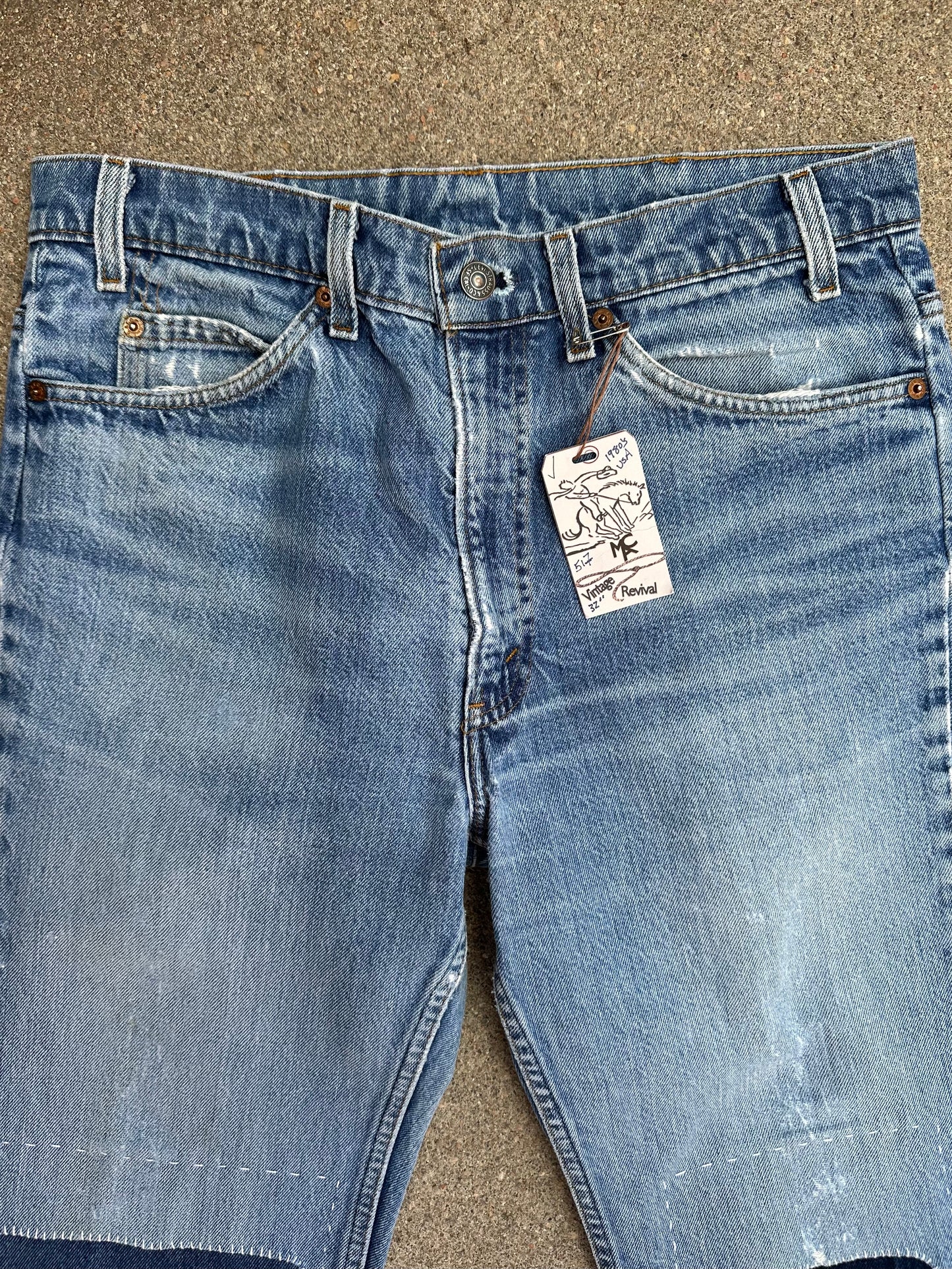 CUSTOM: 80’s Levi’s 517 Orange Tab Bootcut Boro Patched Denim Jeans USA (Men’s 32x31 / Women’s 30)