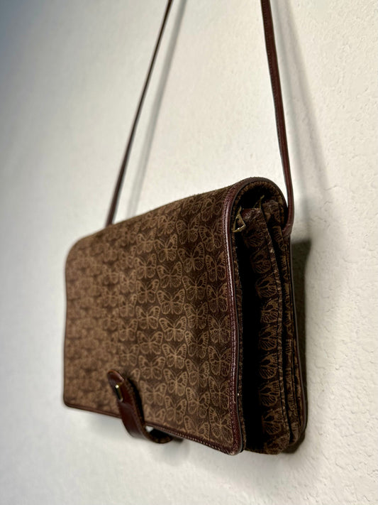 70’s Bottega Veneta Suede Butterfly Motif Crossbody Bag