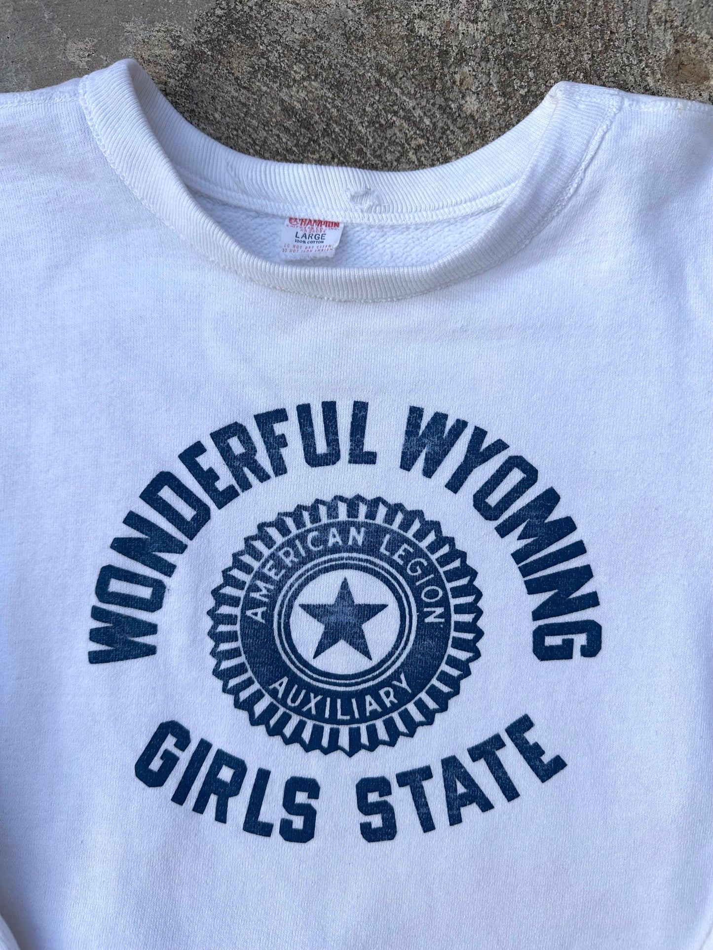 60’s Champion Running Man Wonderful Wyoming Girls State Sweatshirt (Women’s XS/S)