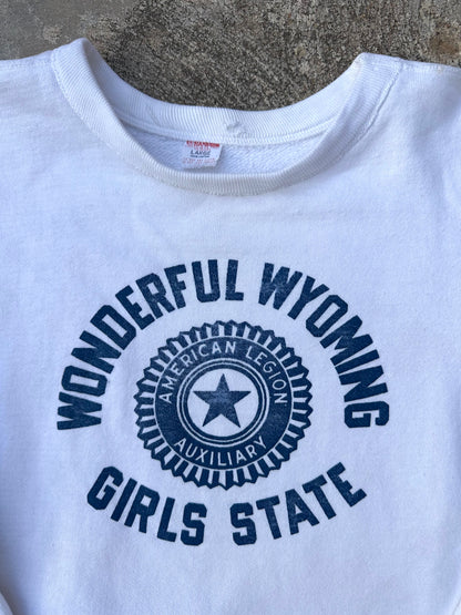 60’s Champion Running Man Wonderful Wyoming Girls State Sweatshirt (Women’s XS/S)