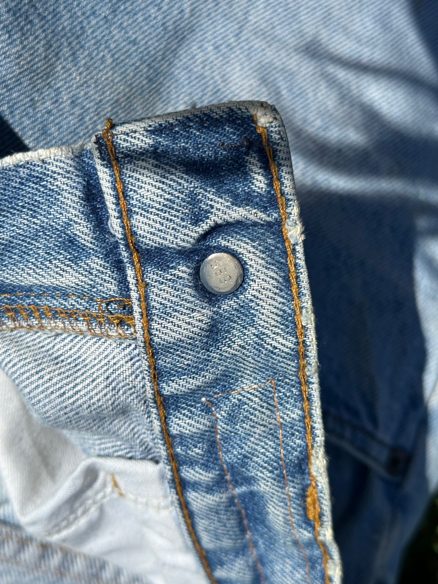 Custom Beaded 80’s Levi’s 505 Orange Tab Jeans (Modern 6)