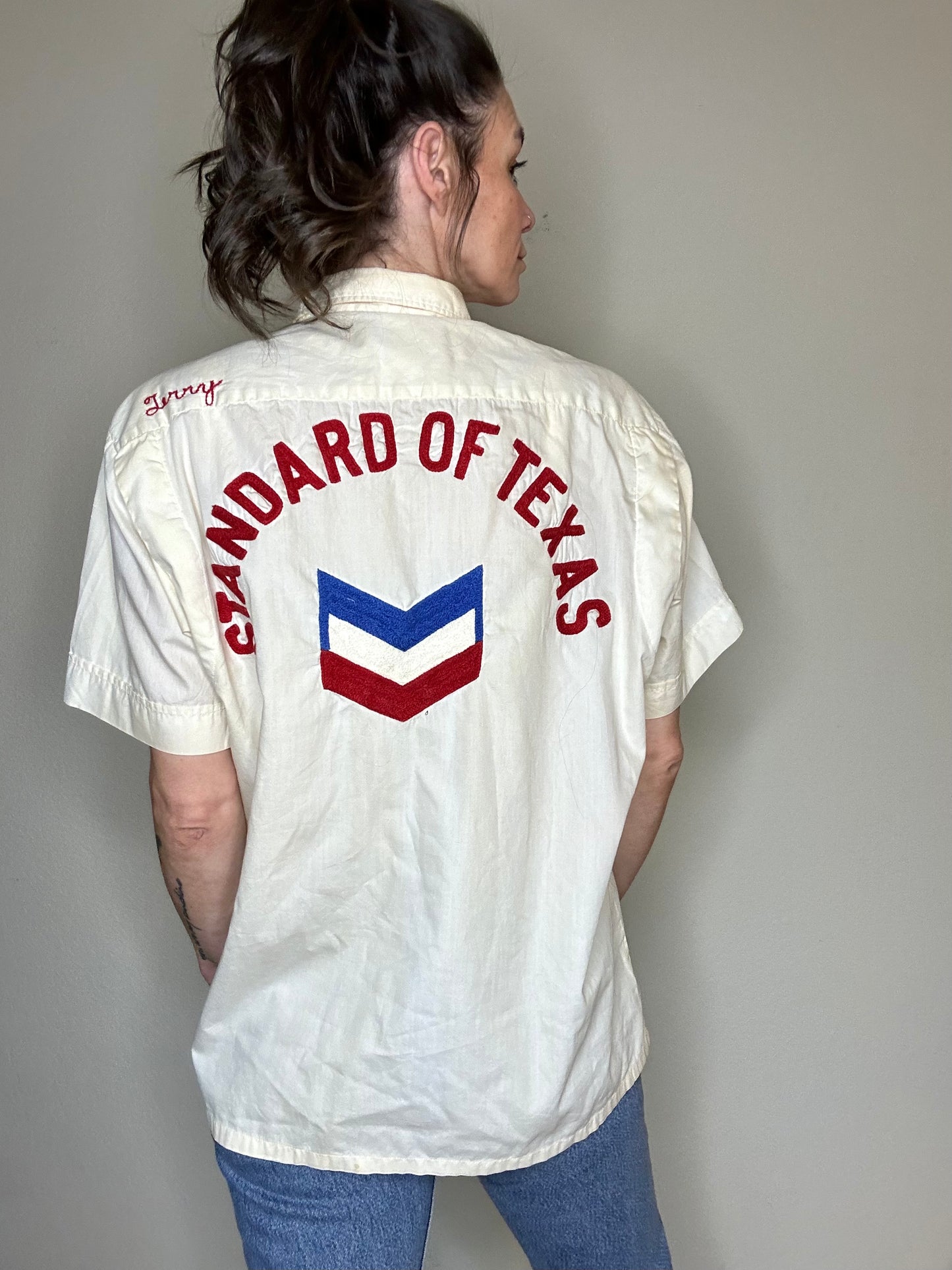 50’s Custom Standard of Texas Oil Chainstitch Pima Cotton Bowling Shirt (Unisex M)