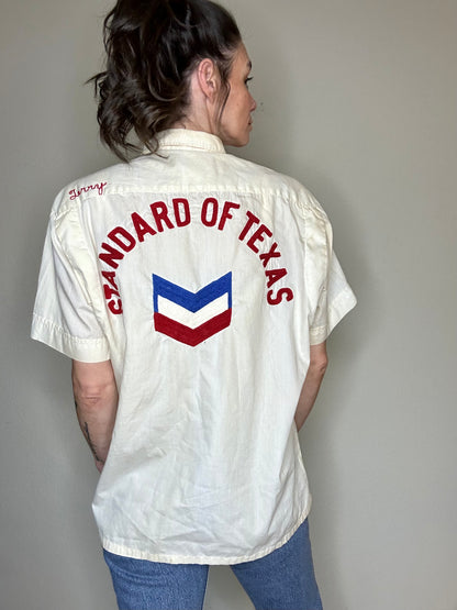50’s Custom Standard of Texas Oil Chainstitch Pima Cotton Bowling Shirt (Unisex M)