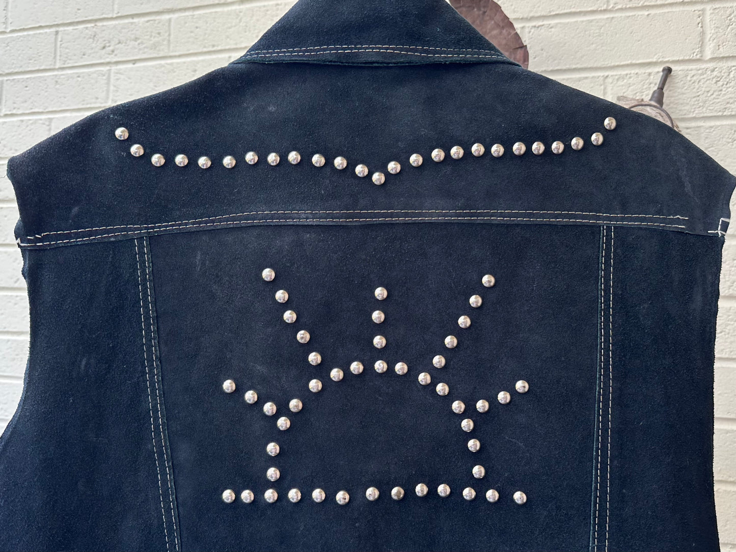 60’s Roncelli Style Studded Cowhide Suede Western Cutoff Overshirt (Men’s L)