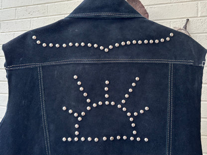 60’s Roncelli Style Studded Cowhide Suede Western Cutoff Overshirt (Men’s L)