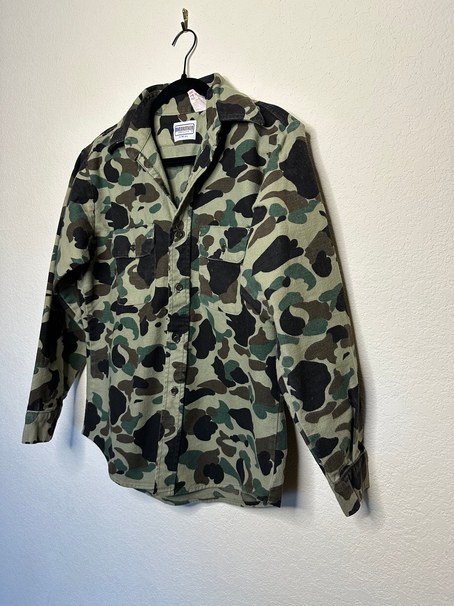 80’s Soft Cotton Duck Camo Flannel Hunting Shirt - Union Made USA (Unisex M)