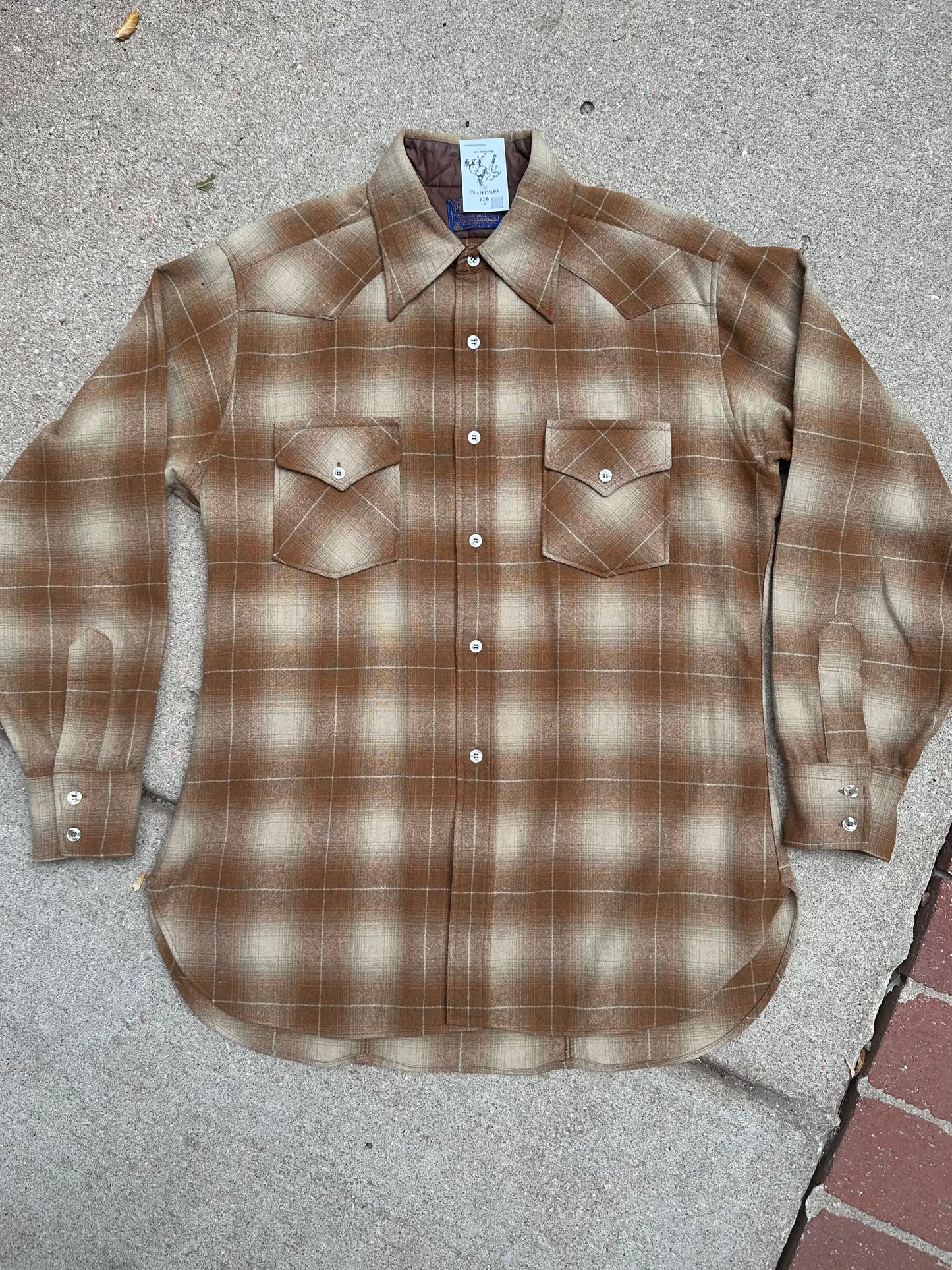 60’s Pendleton Wool Shadow Plaid Western Shirt (Unisex L)