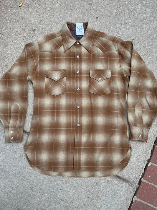 60’s Pendleton Wool Shadow Plaid Western Shirt (Unisex L)