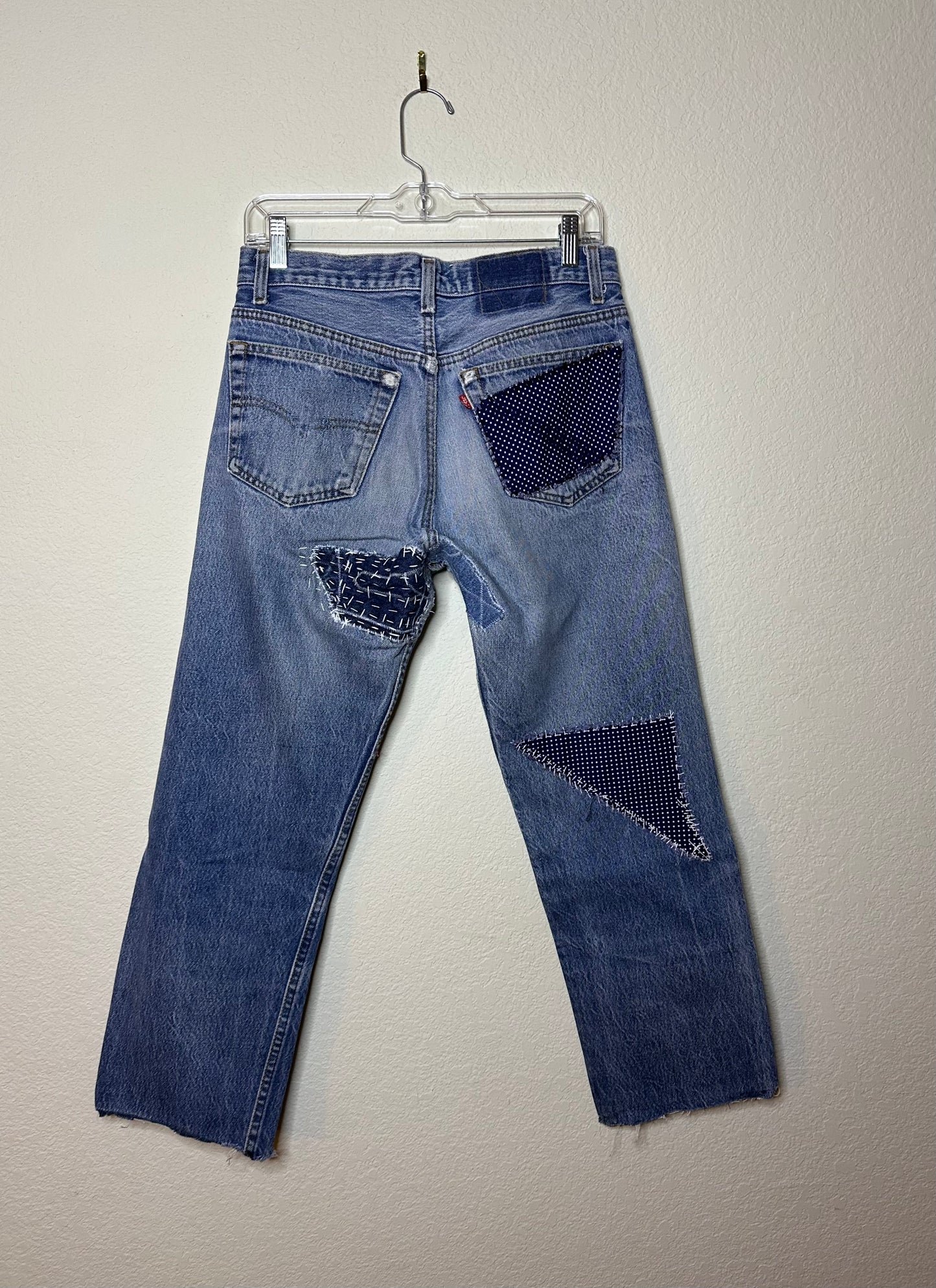 MCA Revival Custom Piece: 80’s Levi’s 501 Sashiko Patched Jeans (30x26 / Modern 6)