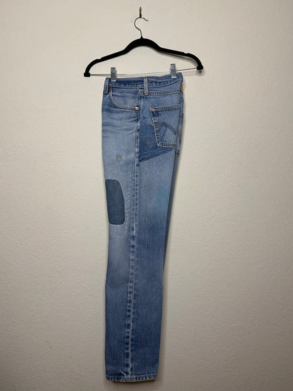 MCA Vintage Revival: Custom 90’s Levi’s 501XX Boro Patchwork Jeans (Modern 4/6)