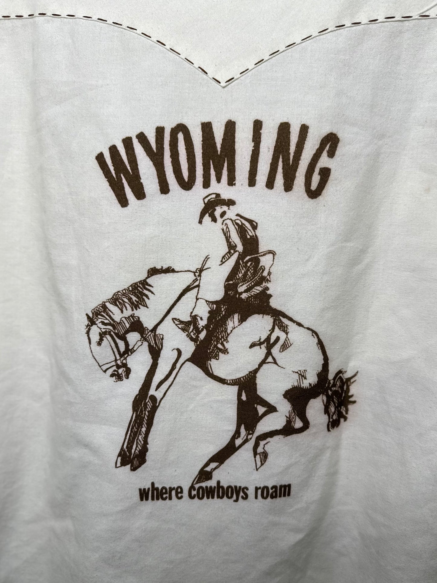 MCA Vintage Revival:’s “Wyoming Where Cowboys Roam” Embroidered Pearl Snap (Unisex XXL)