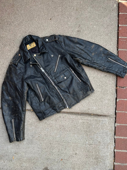 50’s Genuine Steerhide Leather Biker Jacket (Unisex 40/M)