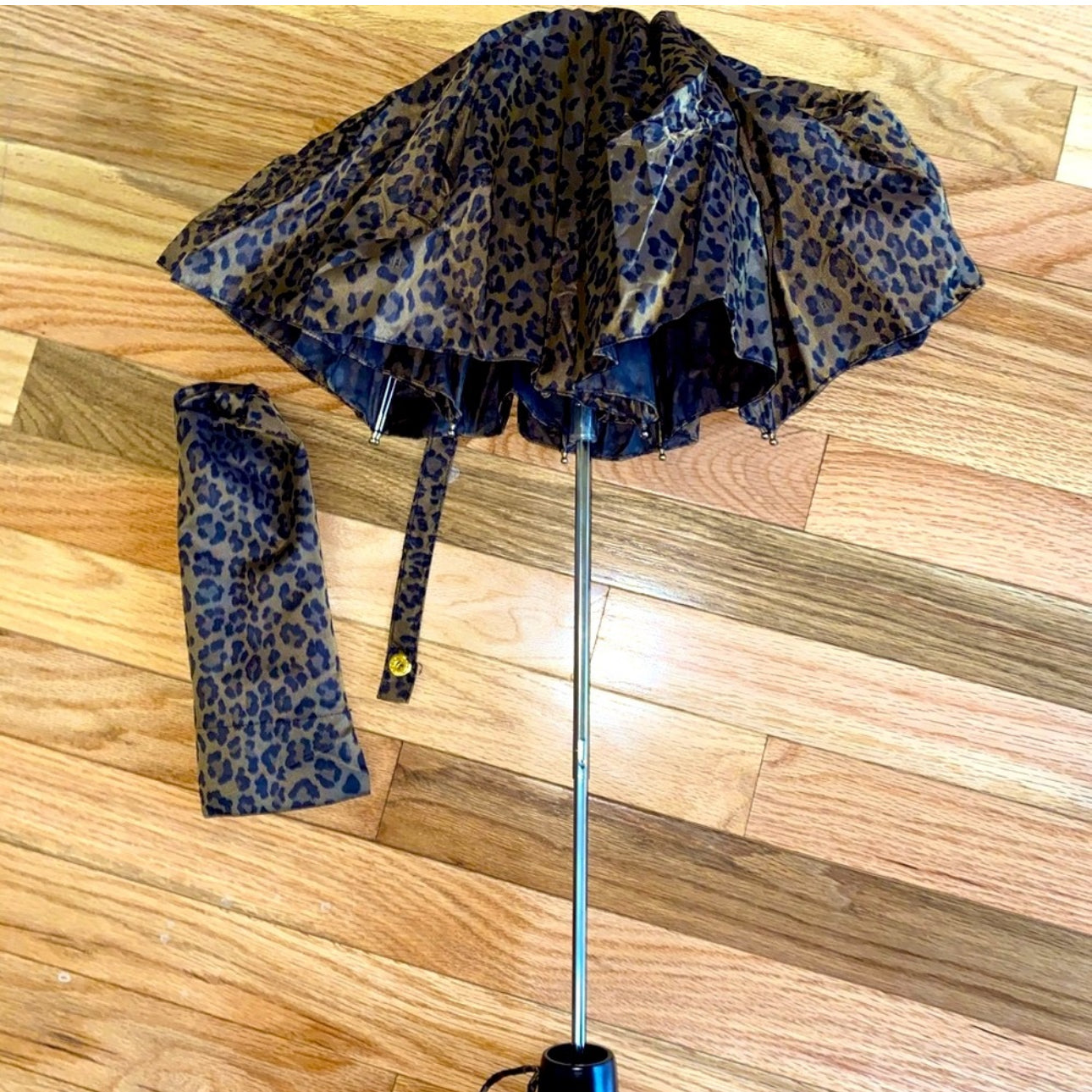 70’s Fendi Leopard Print Packable Umbrella