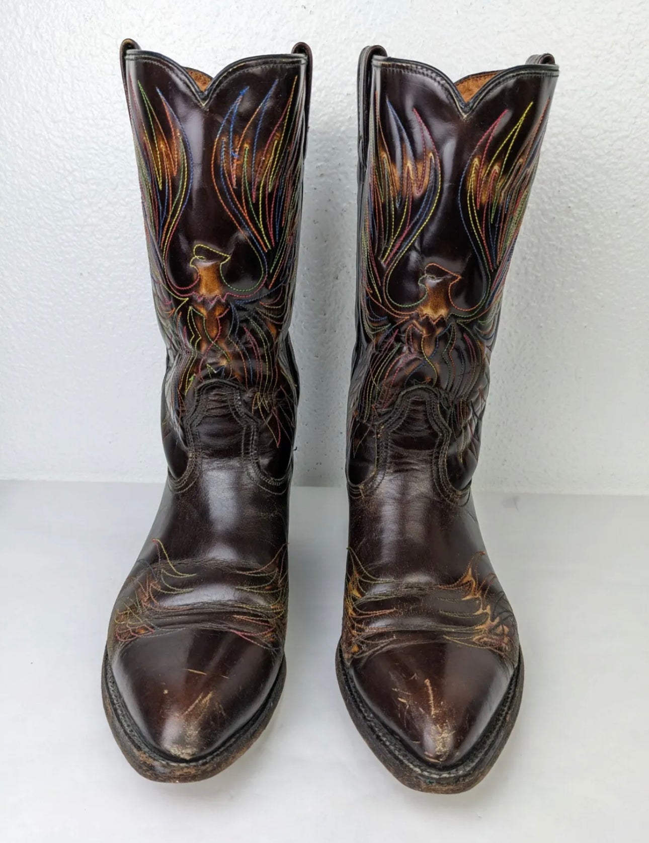 70's ACME Thunderbird Rising Phoenix Stovepipe Cowboy Boots (Men's