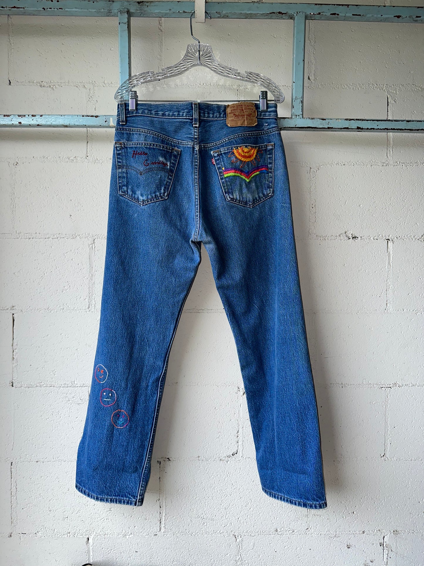 MCA REVIVAL: 80’s Levi’s 501 Hand Embroidered Jeans (32x29 / Modern 10)