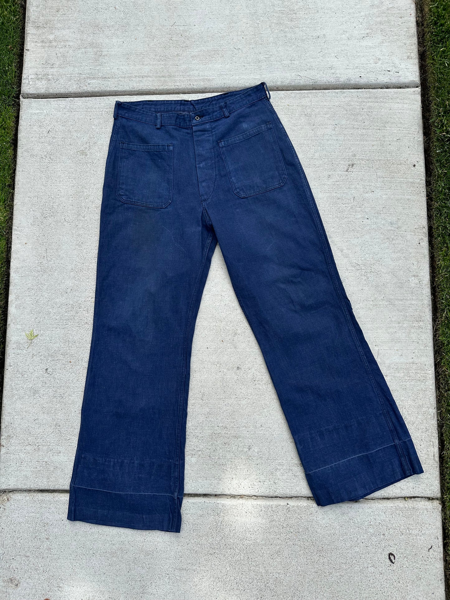 40’s/50’s US Navy Denim Selvedge Fly Wide Leg Deck Pants (Unisex 34)