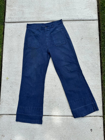 40’s/50’s US Navy Denim Selvedge Fly Wide Leg Deck Pants (Unisex 34)