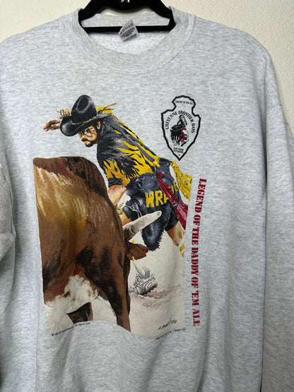 RARE 90’s Cheyenne Frontier Days Bull Fighter Rodeo Crewneck Sweatshirt (Unisex L/XL)