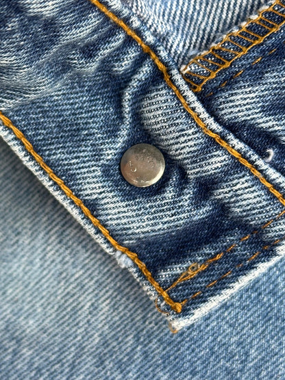 CUSTOM: 80’s Levi’s 517 Orange Tab Bootcut Boro Patched Denim Jeans USA (Men’s 32x31 / Women’s 30)