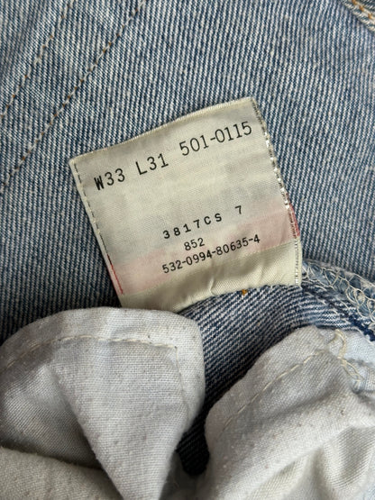 90’s Custom Cowhide Beaded Levi’s 501 Jeans (Modern 29/30)