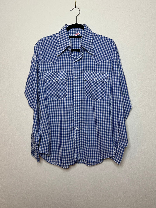 70’s Levi’s Gingham Pearl Snap Western Shirt (Unisex L)