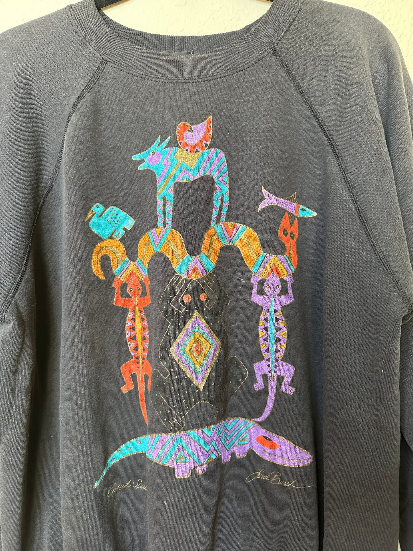 80’s Raglan Southwestern Kindred Spirts” Artist Sweatshirt (Women’s L/XL)