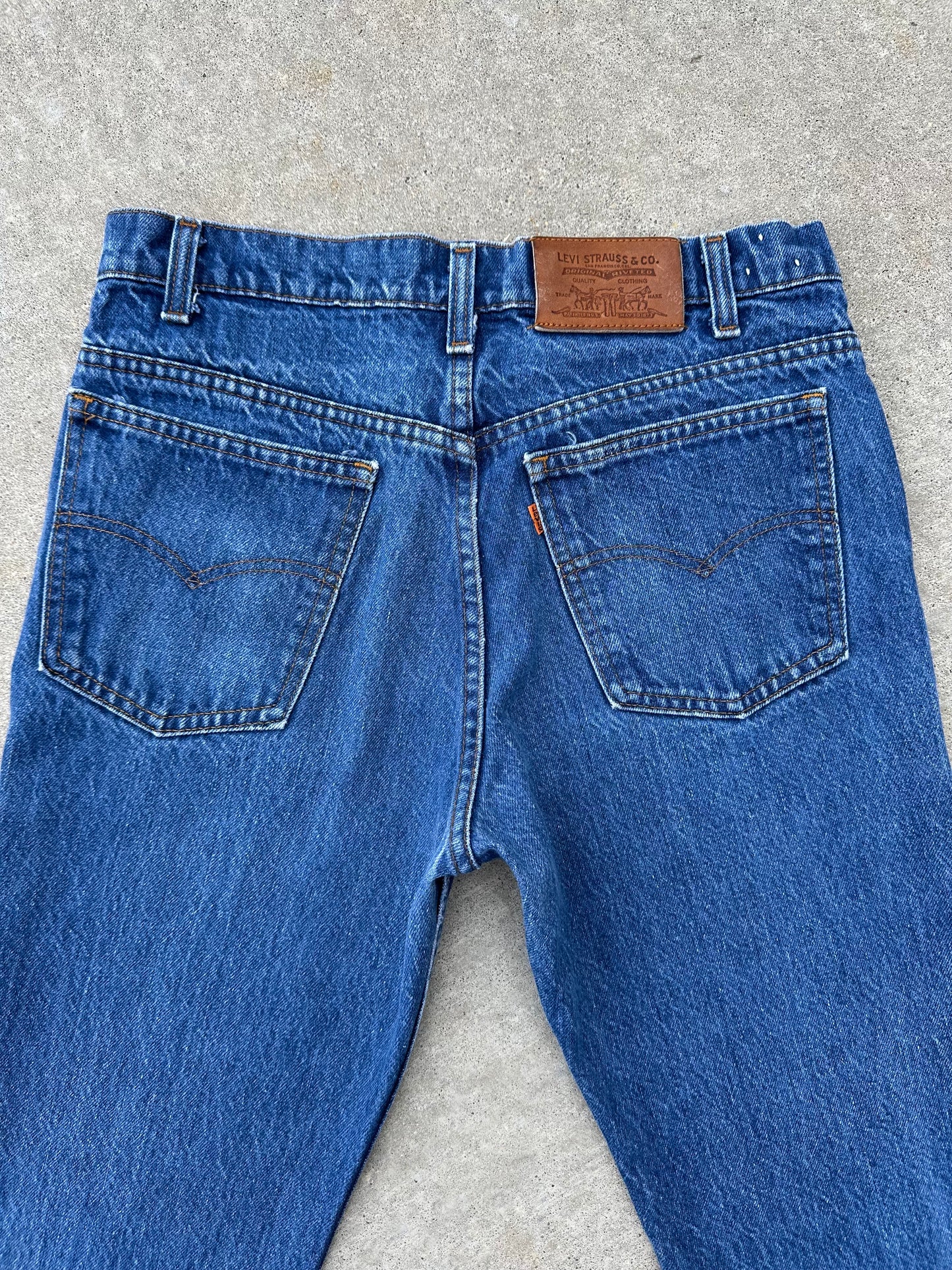 80’s Levi’s 517 Orange Tab Leather Back Patch USA Crop Jeans (Men’s 30x28.5 / Women’s 28)