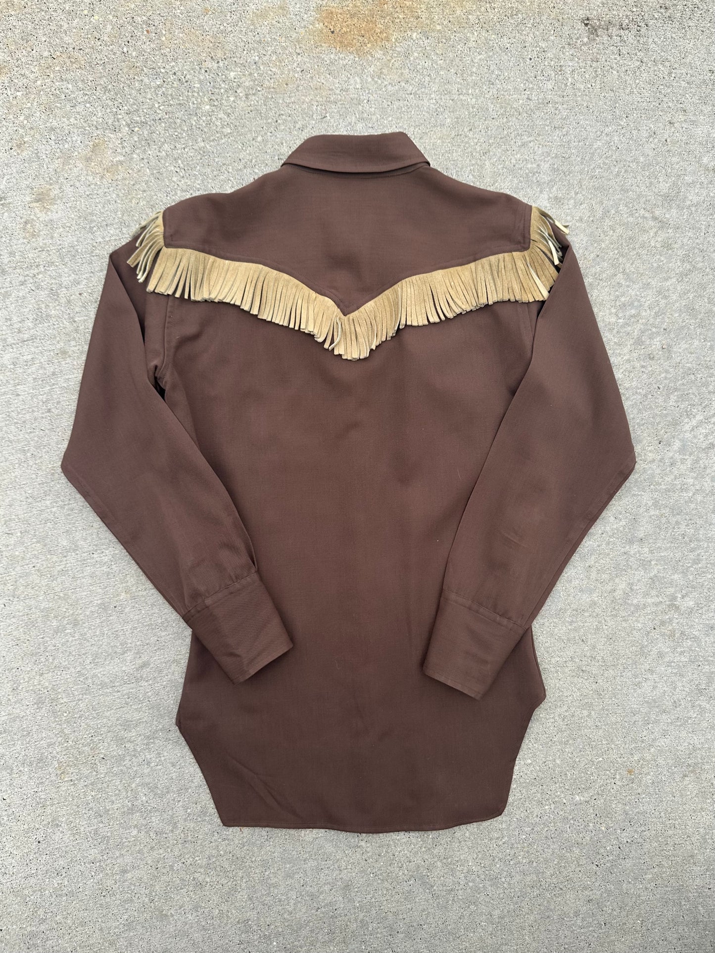 40’s Western Gabardine Fringe Pearl Snap Shirt (Unisex XS/S)