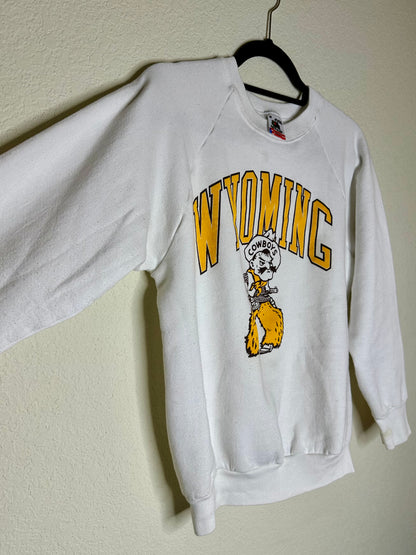 80’s Wyoming Cowboys Pistol Pete Raglan Sweatshirt (Women’s M)