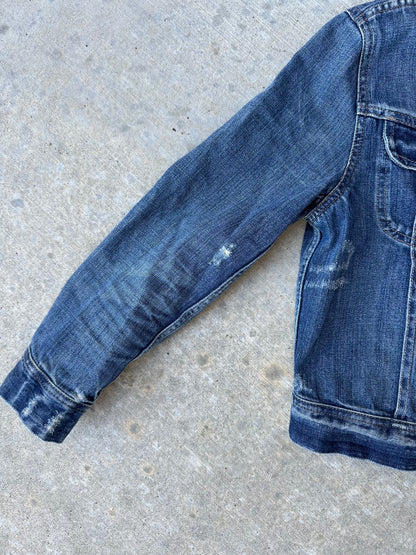 90’s Polo Ralph Lauren Shorthorn Distressed Denim Crop Trucker Jacket (Women’s S)