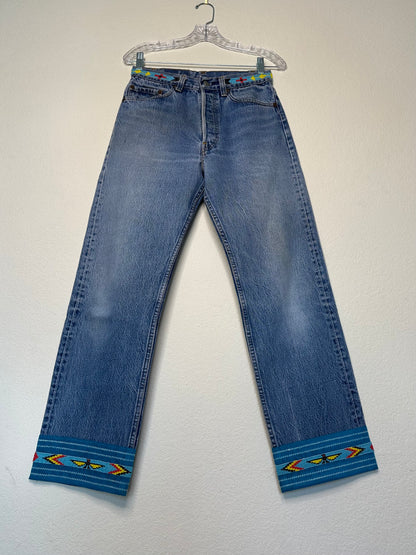 MCA Vintage Revival: Reworked 90’s Levi’s 501xx Beaded Jeans by BUZZ ‘18 USA (28x29 / Modern 2/4)