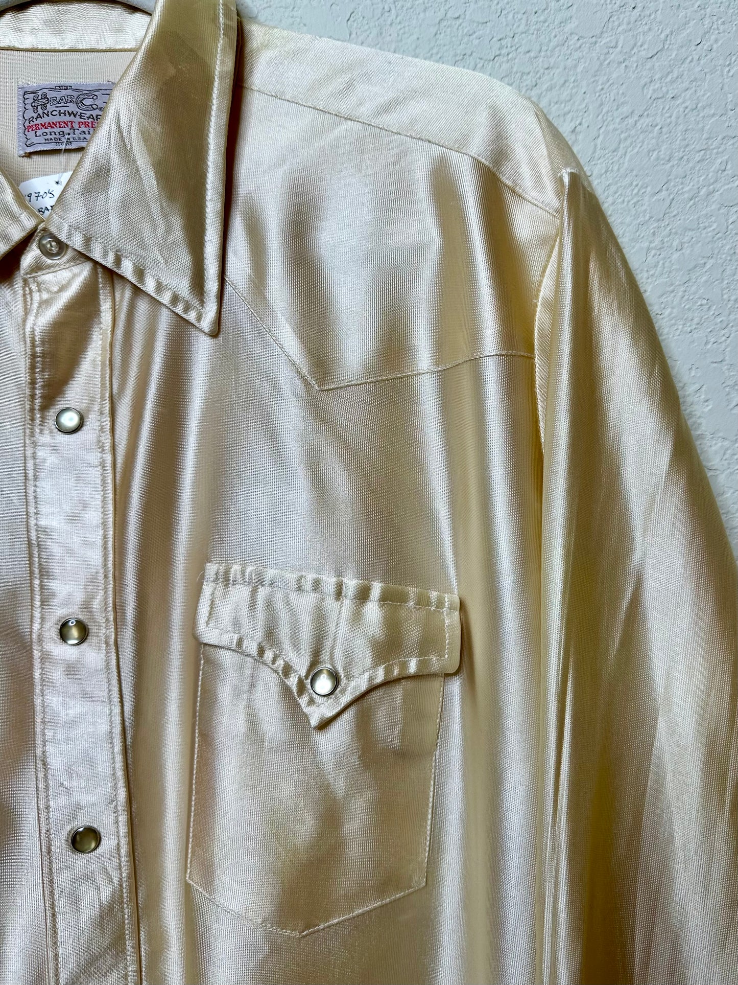 70’s H Bar C California Ranchwear Satin Pearl Snap Shirt (Unisex XL)