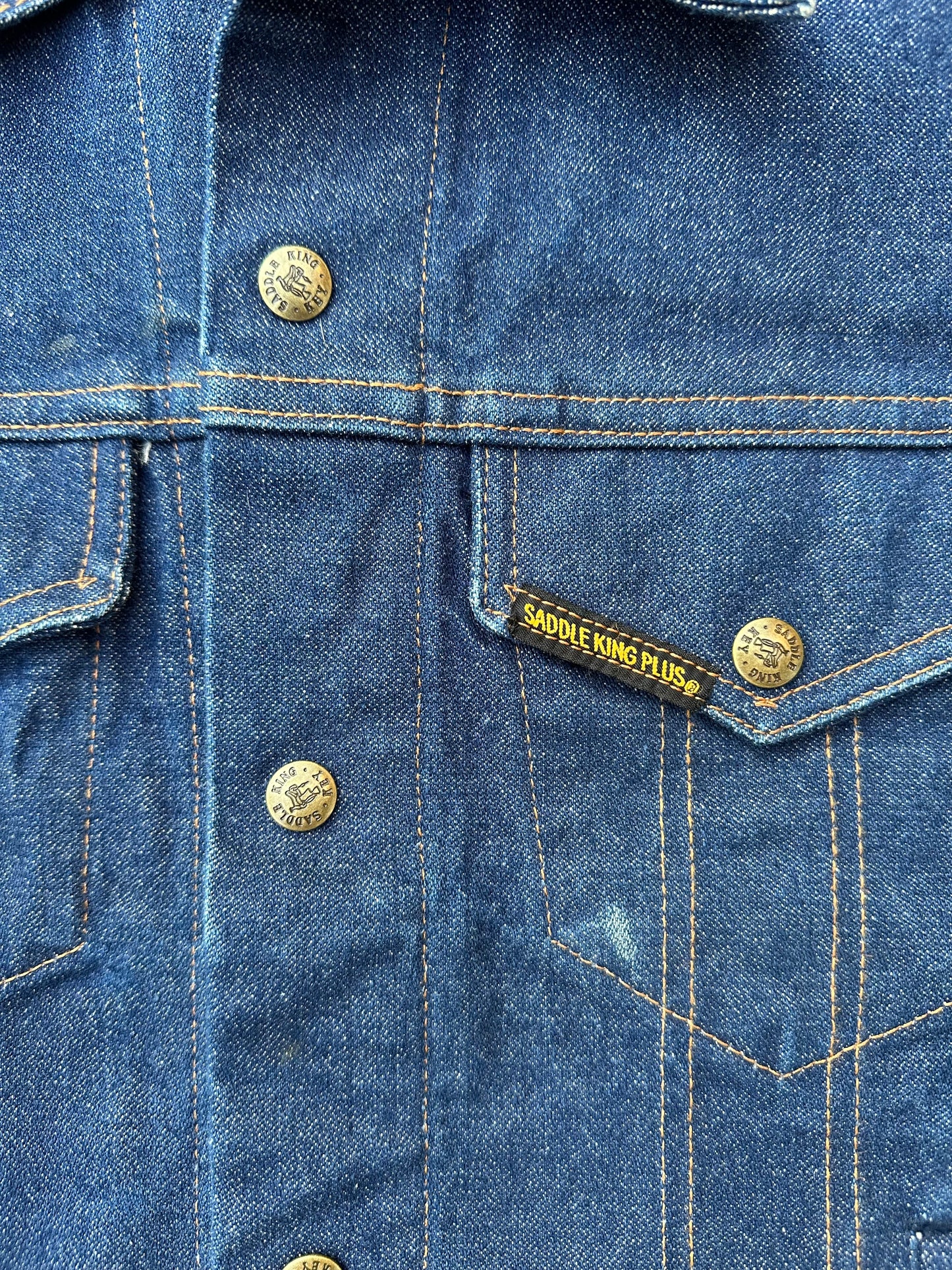 80’s Saddle King Raw Denim Trucker Jacket (Unisex S)