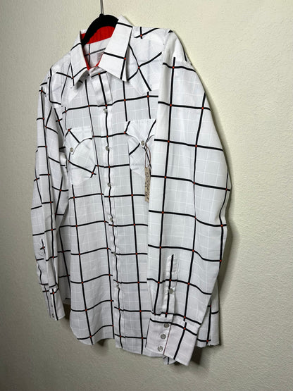 80’s H Bar C Western Pearl Snap Check Shirt (Unisex XL)