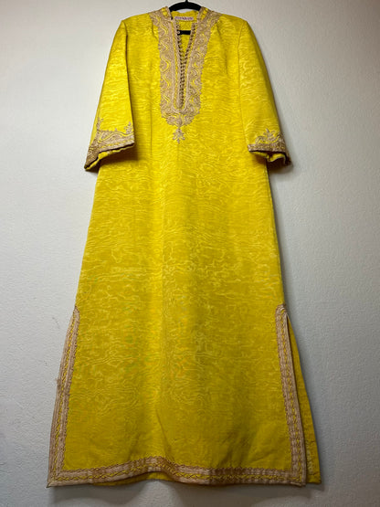 60’s Atlas Moirè Silk Moroccan Kaftan w/ Passementerie (cord work) Trim (S/M/L)