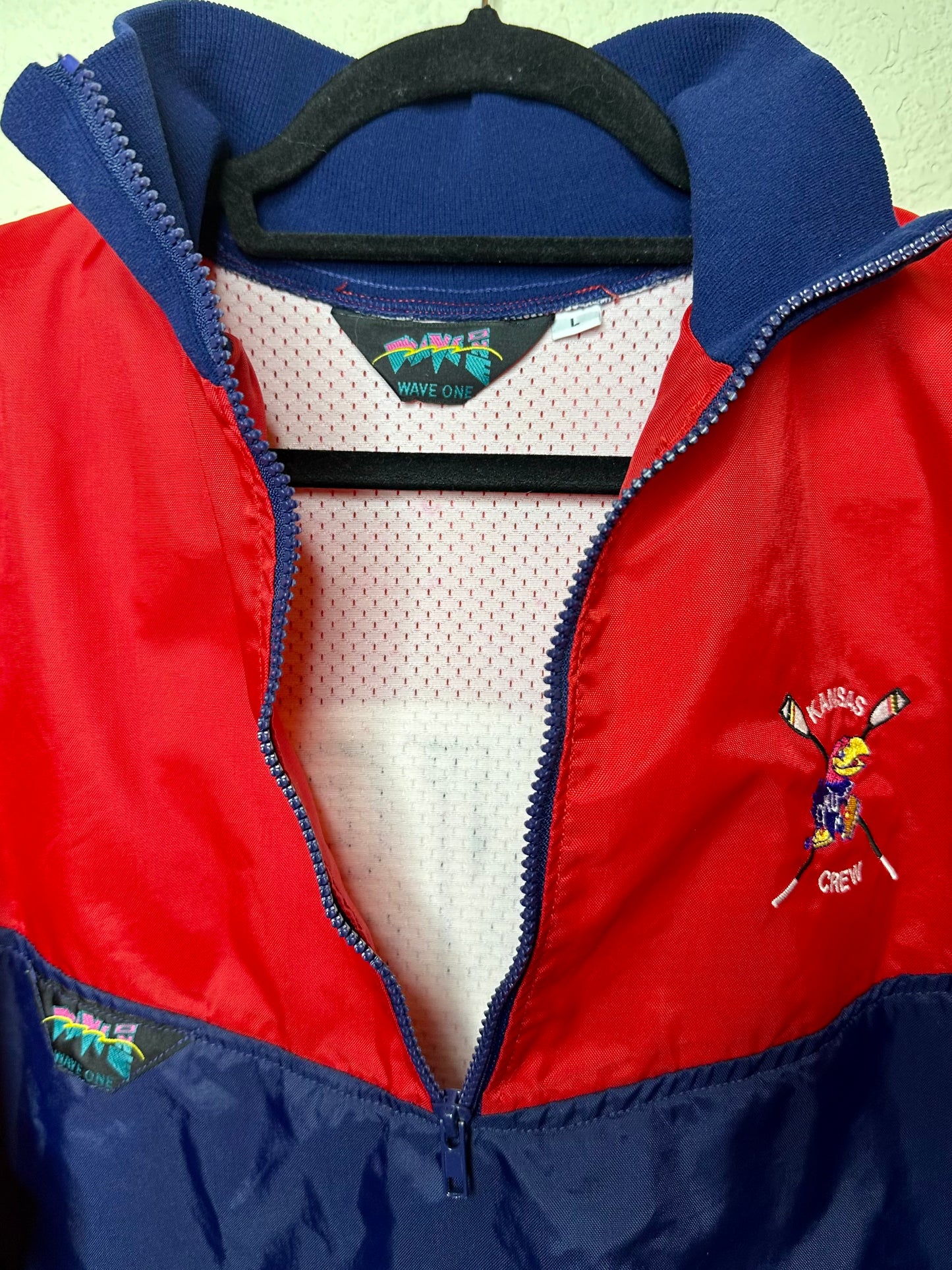 90’s Kansas Jayhawks Half-Zip Windbreaker Jacket (Unisex L/XL)