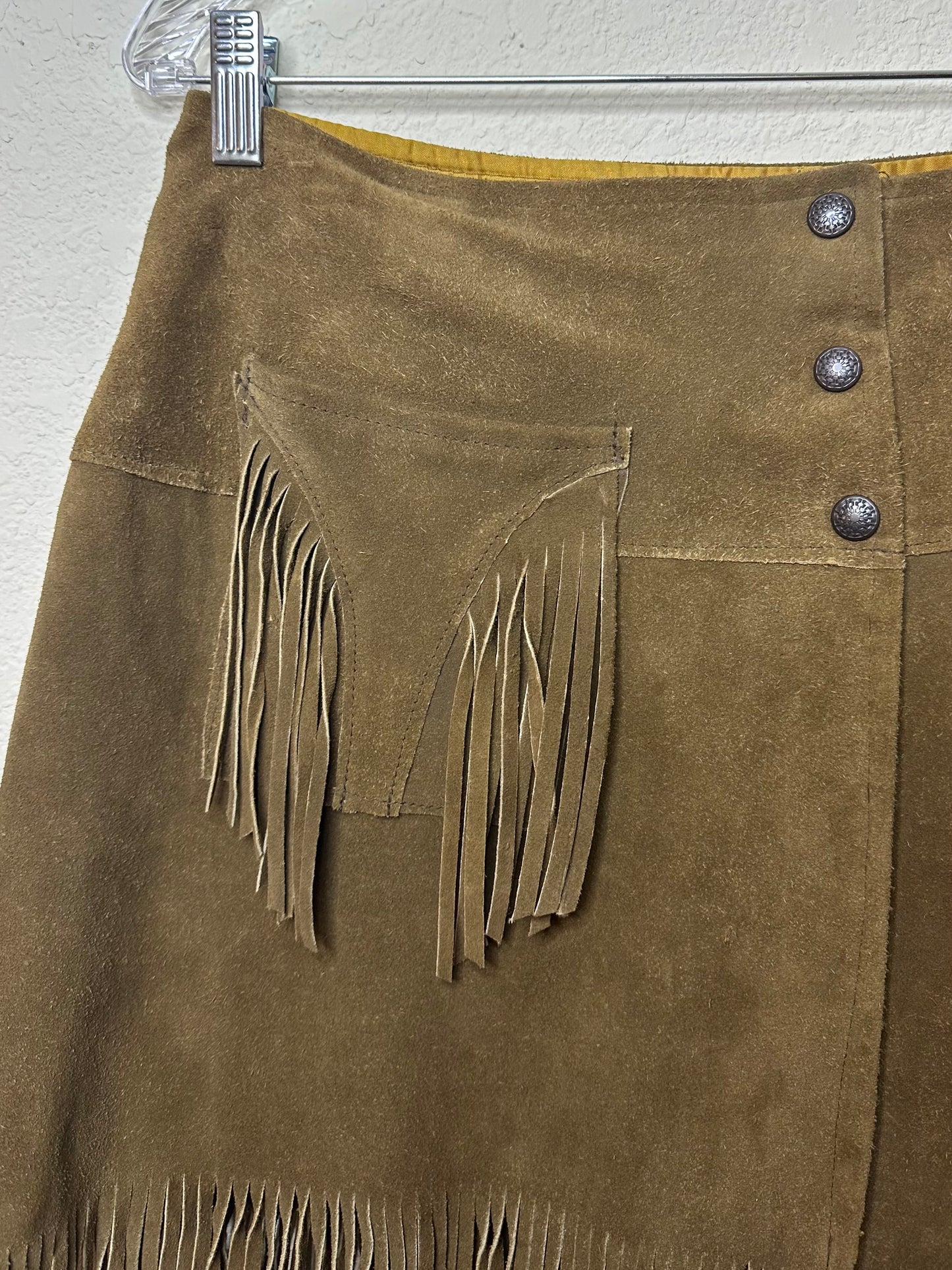 60’s Pioneer Wear Suede Fringe Western Wrap Skirt (M/L)