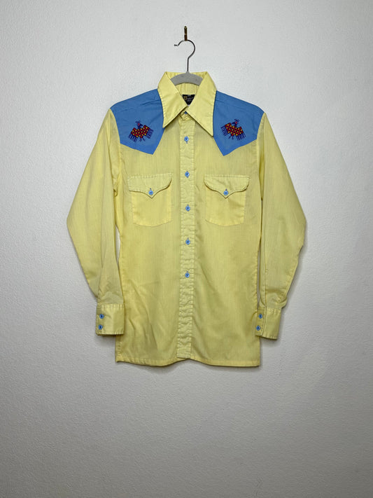 70’s Embroidered Western Pearl Snap Shirt (Women’s S)