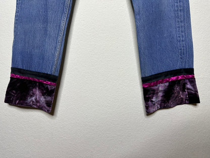 MCA Vintage Revival: 90’s 501 Jeans w/ Custom Velvet USA Hem (32x30 / Women’s Modern 30)