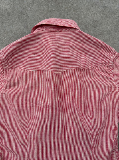 RARE 40’s Rockmount Ranchwear Women’s Sawtooth Woven Cotton Stripe Pearl Snap Shirt (XS/S)