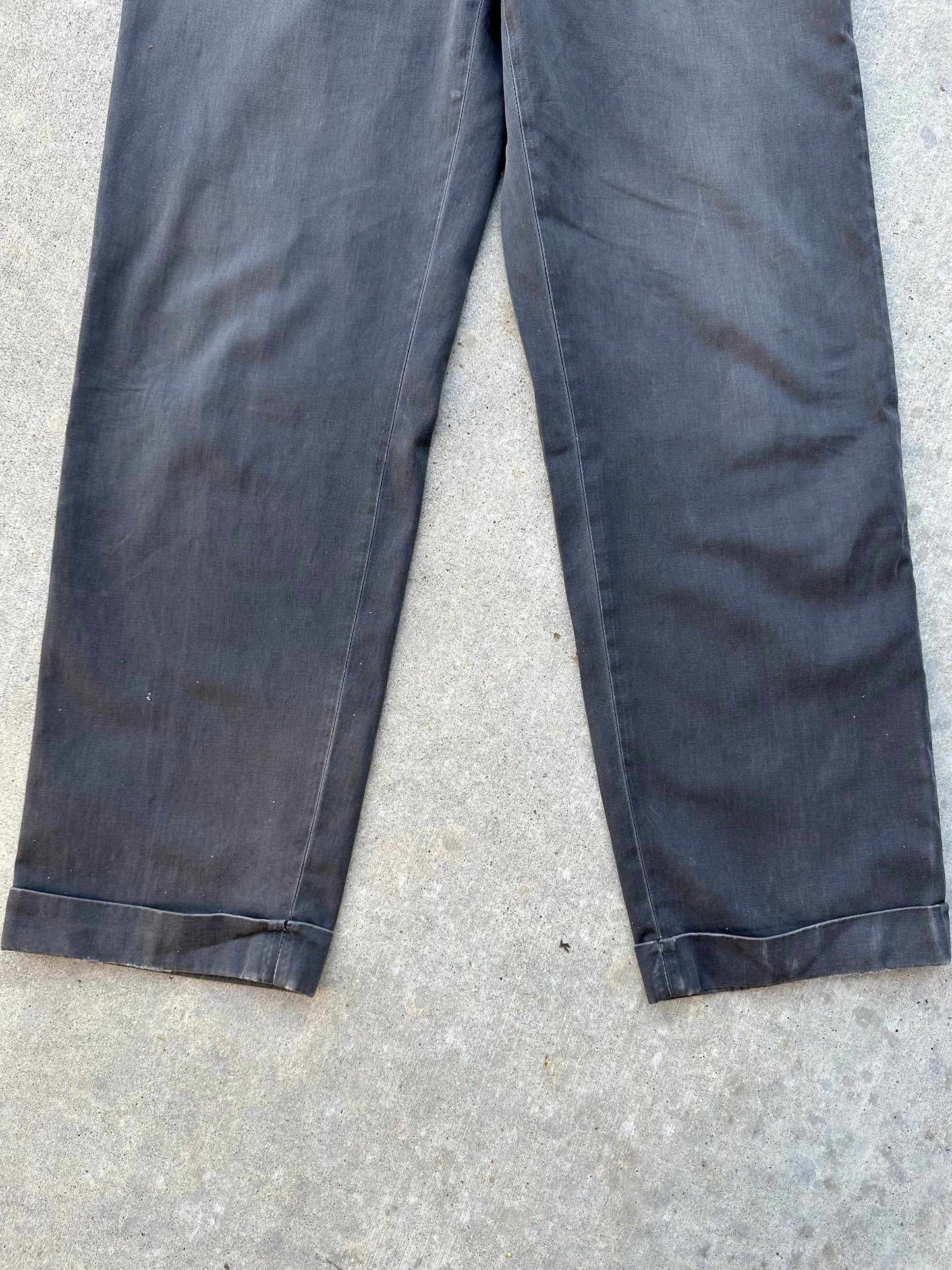 40’s Buckle Back Faded Black Cotton Cuffed Trousers (30x31)